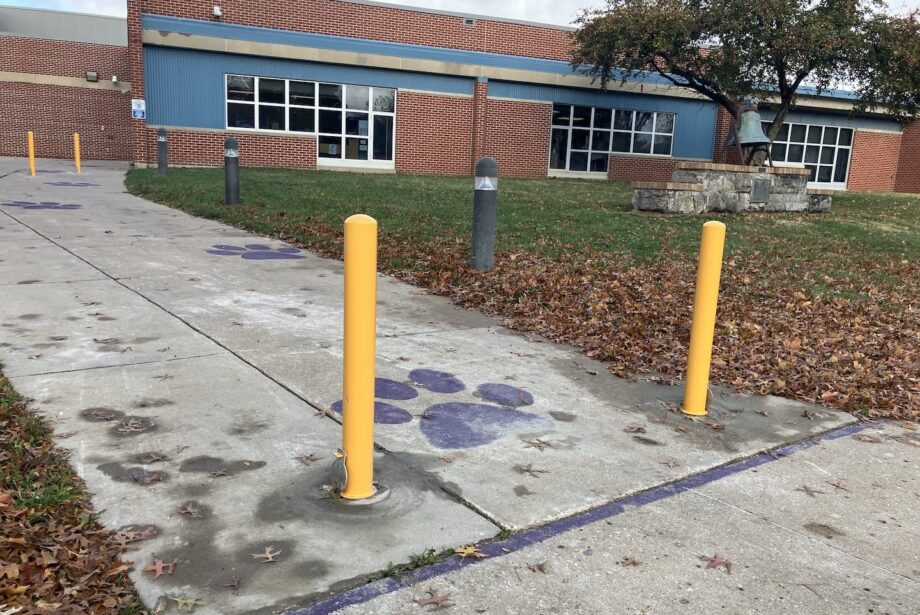 Bollards are shown outside Corse Early Childhood Center. Bollards are among several additional safety features that have been made possible district-wide by School Safety Improvement Fund grants the district was awarded for each of its eight in-person attendance centers. Other features include hardened windows, additional fencing and door sensors.